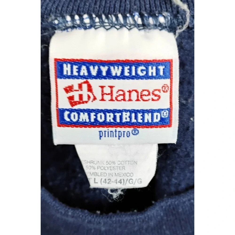 American Flag Embroidered Crewneck Pullover Sweatshirt Navy Mens L Patriotic